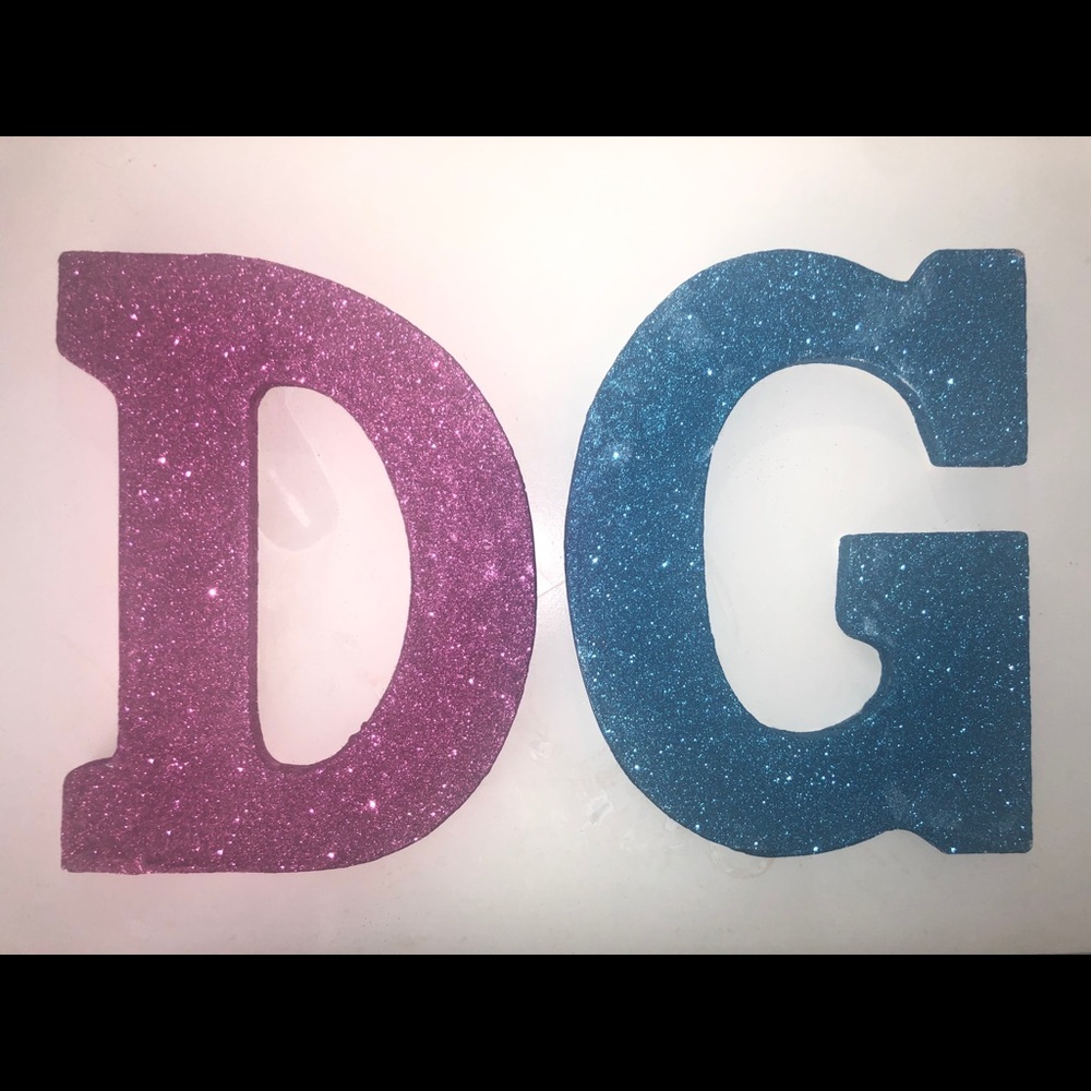 DG Delta Gamma Sparkly Letters - Pink and Blue
